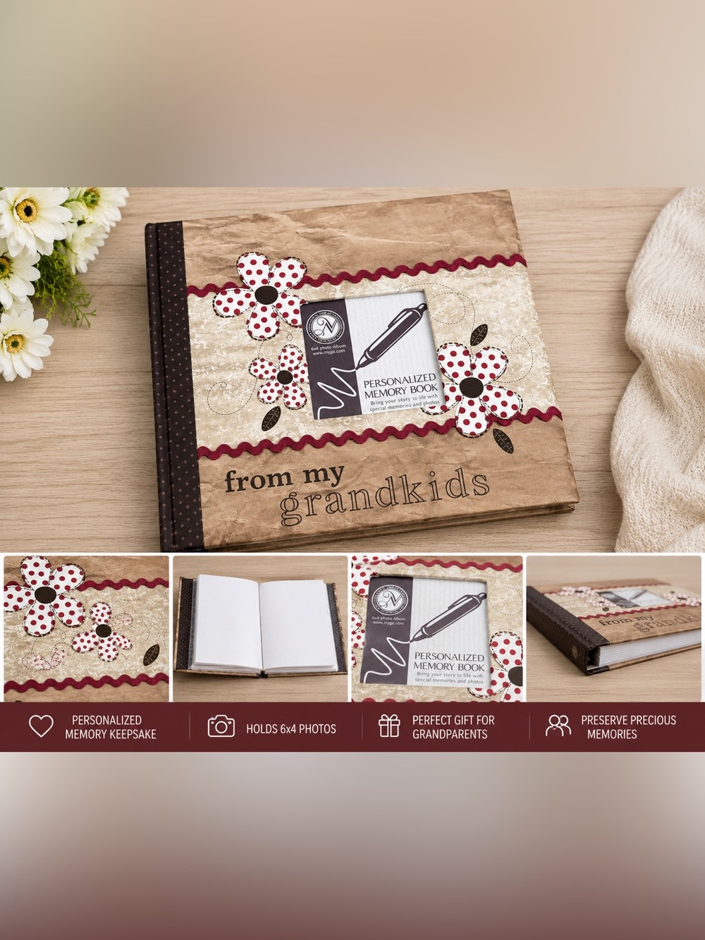From My Grandkids Personalized Memory Book Photo Album Scrapbook Keepsake